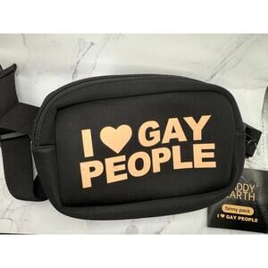 Zaddy Earth I Love Gay People Fanny Pack Waist Bag Black NWT